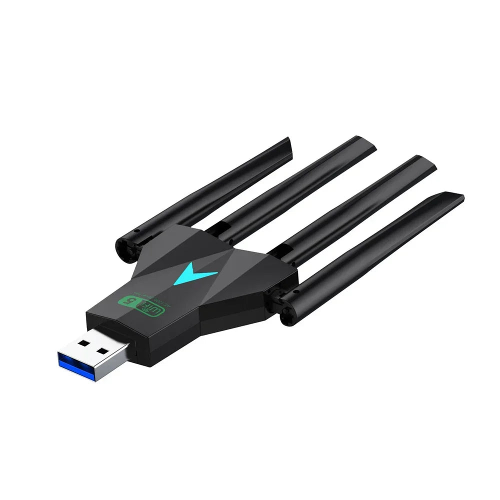 4-Antenna USB3.0 Dual Band WiFi Adapter 1300Mbps (2.4GHz & 5GHz) for PC & Laptop